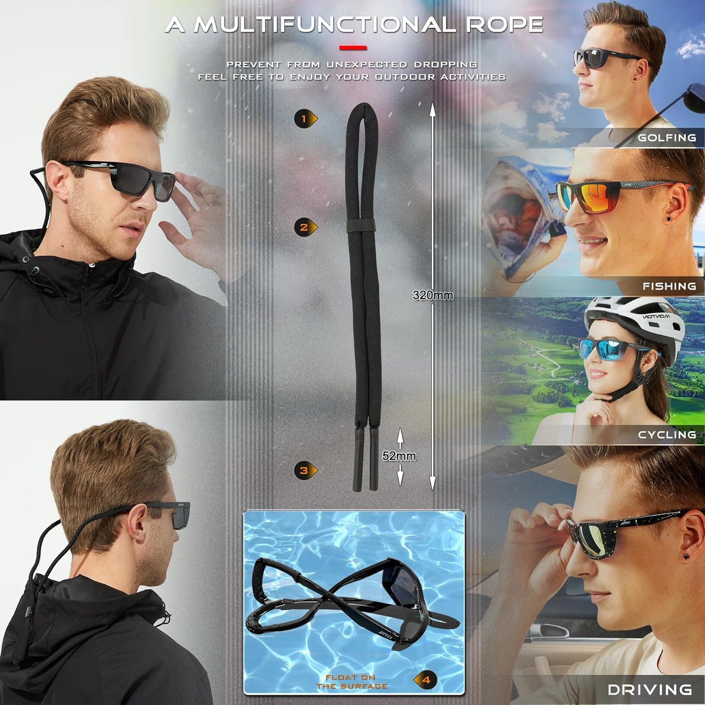 ATTCL Sports Polarized Sunglasses for Men Women Cycling Driving Fishing 100% UV Protection Sunglass