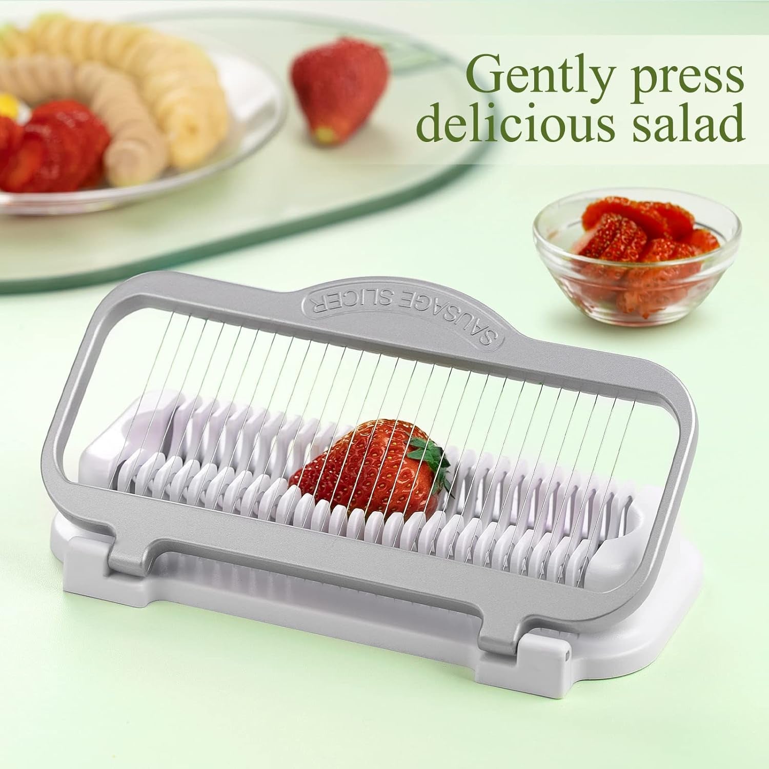 Egg Slicer for Hard Boiled Eggs Banana Slicer, Aluminium & Stainless Steel Wires Strawberry Slicer Multipurpose Heavy Duty Dishwasher Safe Banana Cutter Slicer