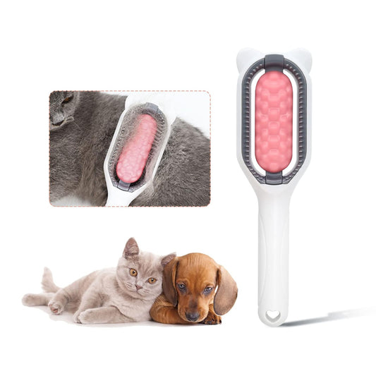 4 in 1 Universal Pet Grooming Tool - Hair Remover Comb, Multifunctional Brushing Tool for Knot Removal and Cleaning (Pink)