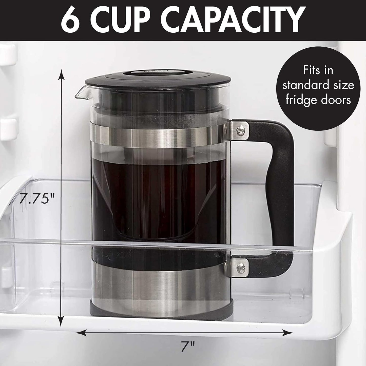 2-In-1 Coffee Maker, Make French Press Coffee and Cold Brew Coffee in One Coffee Maker, Comfort Grip Handle, Durable Glass Carafe, Perfect 6 Cup Size