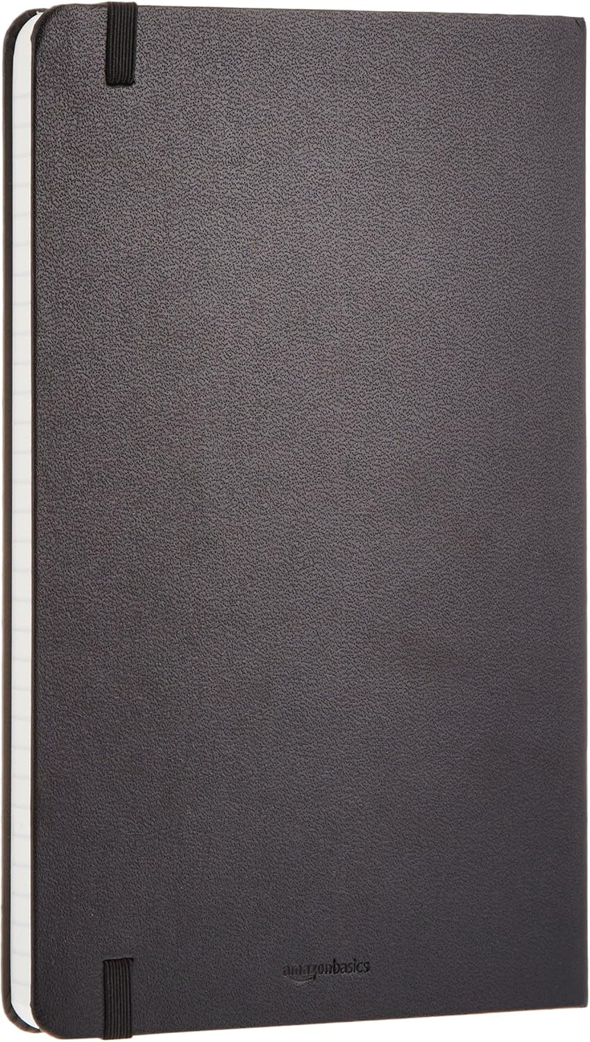 Amazon Basics Classic Grid Notebook, Graph Ruled, 240 Pages, Black, Hardcover, 5 X 8.25-Inch