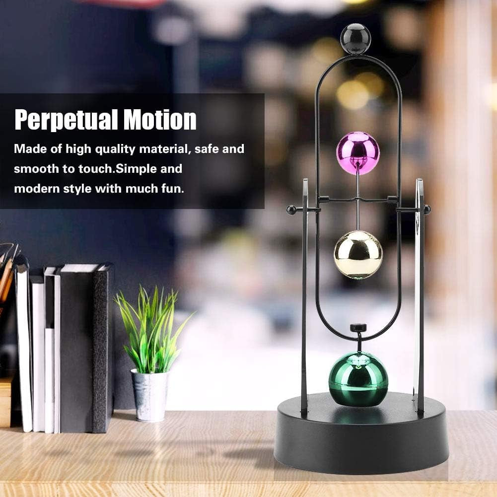 Perpetual Motion Machine, Electronic Swinging Model, Art Craft Decoration Perpetual Motion Swing Balance Balls Office Desk Science Ornament Home Decor Gift(No Batteries Included)