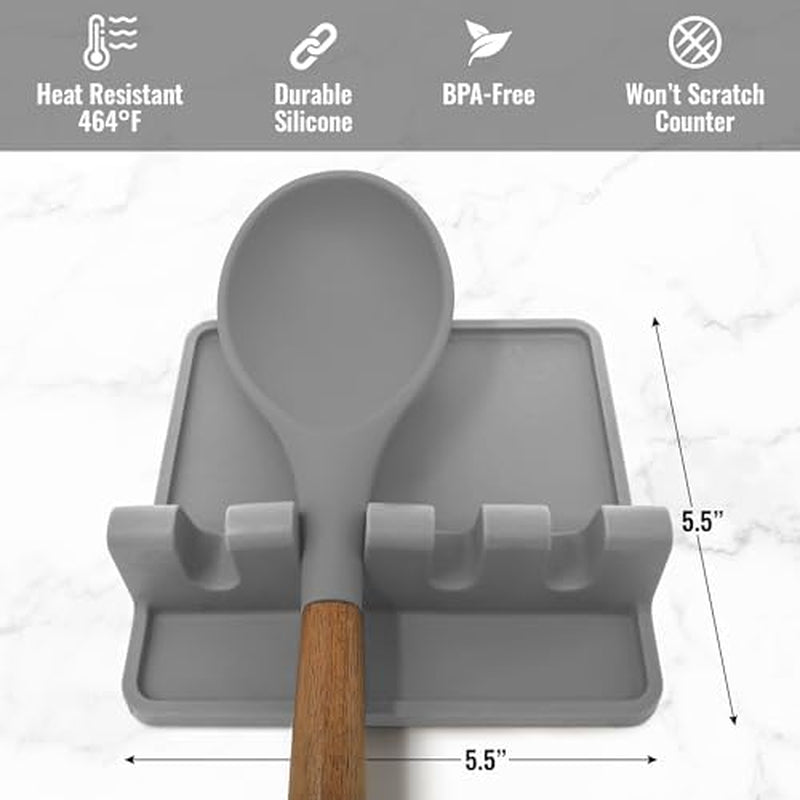 Kitchen Silicone Utensil Rest - Heat-Resistant Drip Spoon Rest, Keeps Surfaces, Bpa-Free, Holds Multiple Tools, Silicone Spoon Rest, with Reusable Food Storage Bag - (Pack of 1)