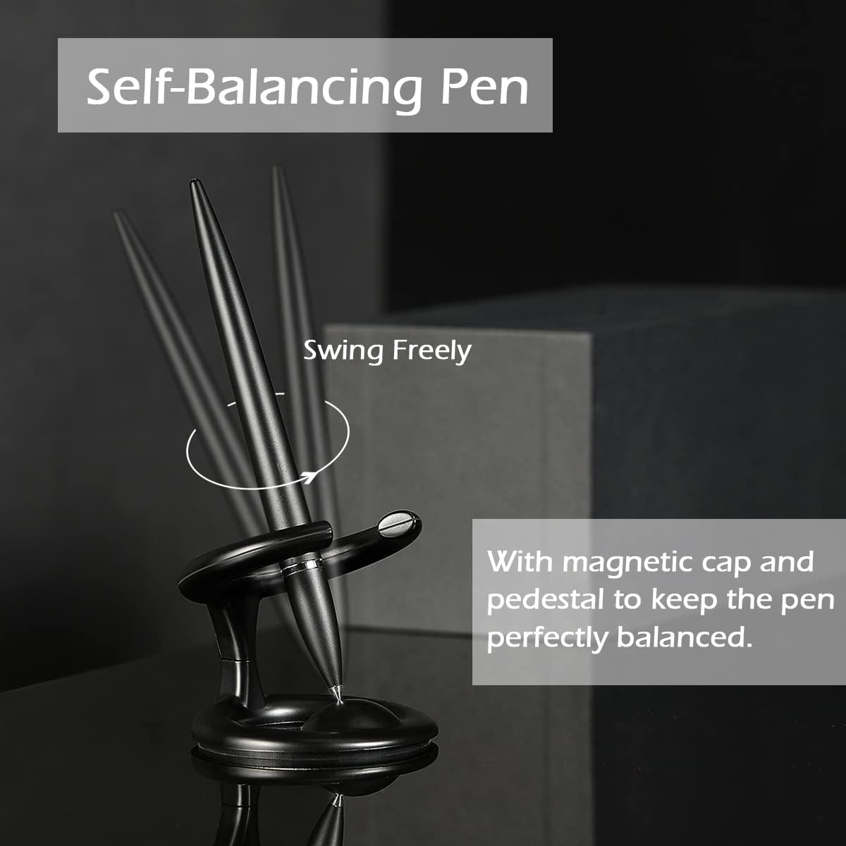 Magnetic Levitating Ballpoint Pen,Futuristic Luxury Floating Pen,Executive Pen That Defies Gravity,Unique Gifts for Men & Women,Office Desk Decor,Cool Tech Gadgets(Black)