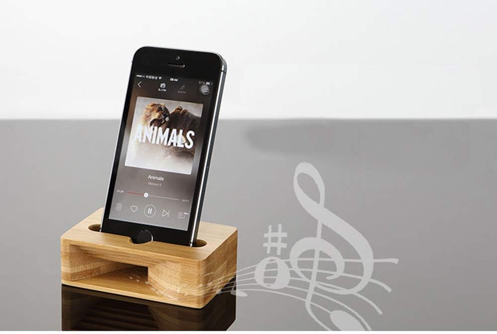 Wooden Sound Amplifier Stand Holder for Iphone, Natural Loudspeaker Mini Megaphone Cell Phone Stand (Square)