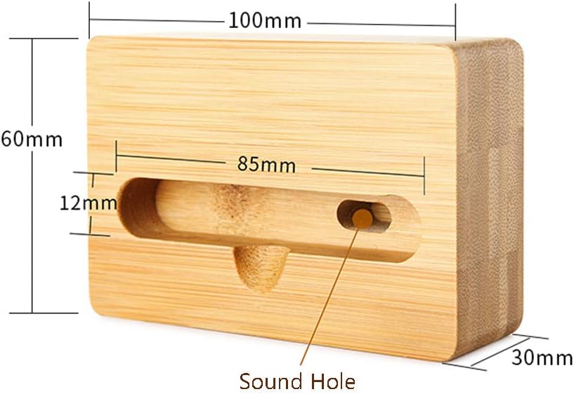 Wooden Sound Amplifier Stand Holder for Iphone, Natural Loudspeaker Mini Megaphone Cell Phone Stand (Square)