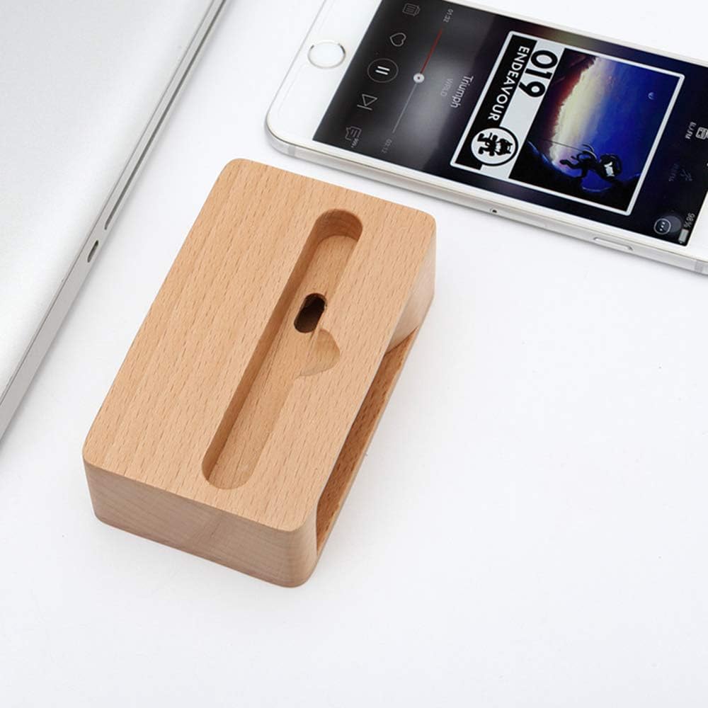 Wooden Sound Amplifier Stand Holder for Iphone, Natural Loudspeaker Mini Megaphone Cell Phone Stand (Square)