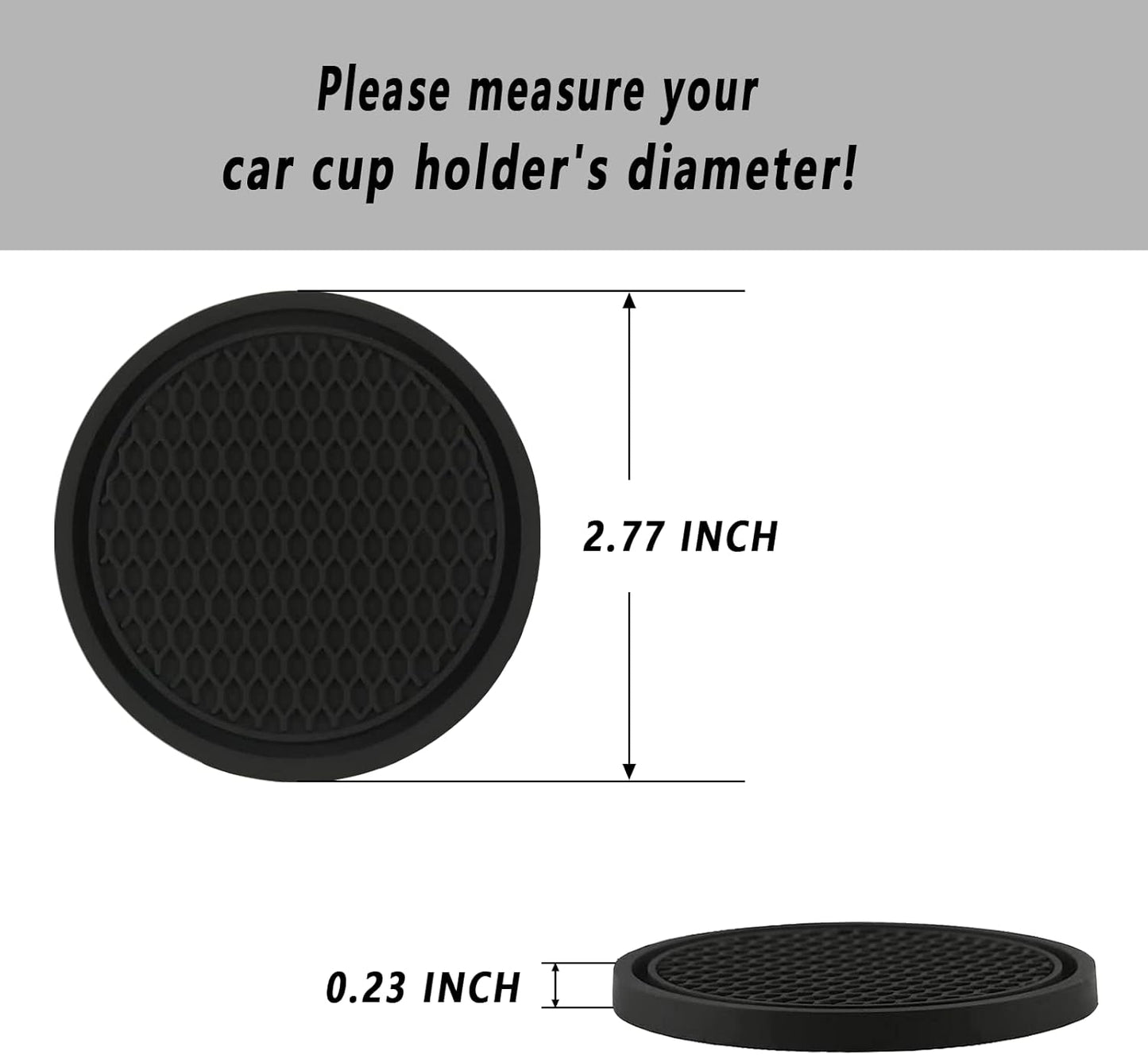 Car Cup Coaster, 4PCS Universal Auto Non-Slip Cup Holder Embedded in Ornaments Silicone Coaster, Car Interior Accessories Sets, Black