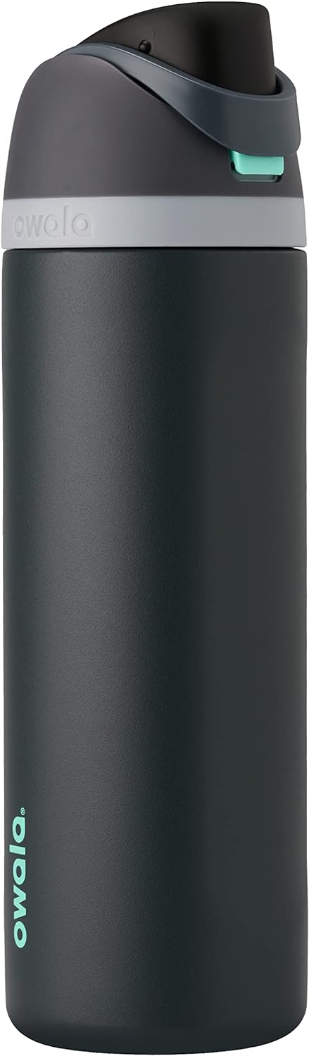 Freesip Insulated Stainless Steel Water Bottle with Straw for Sports, Travel, and School Bpa-Free Sports Water Bottle, 24 Oz, Boneyard