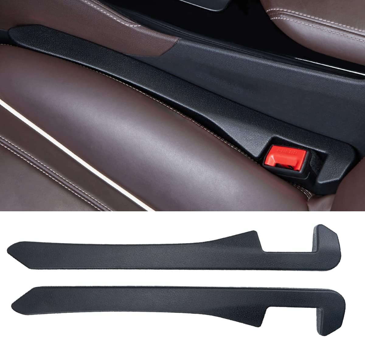 2 Pack Car Seat Gap Filler, Universal Car Seat Gap Plug to Fill the Gap between Seat and Console Stop Things Dropping, Black