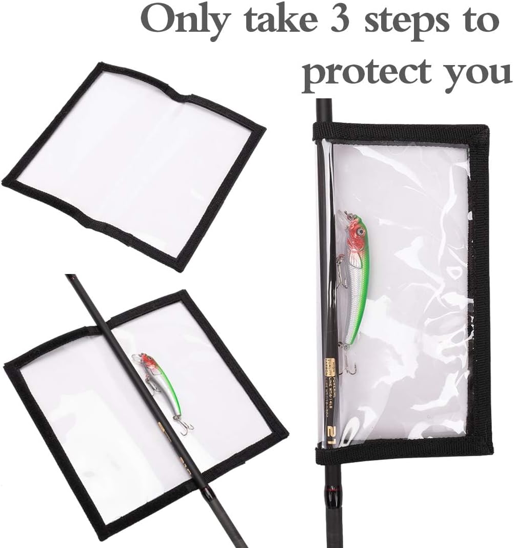 Fishing Lure Wraps 10 Packs Durable Clear PVC Lure Covers Keeps Fishing Safe Easily See Lures Fishing Hook Covers Bait Storage 5 Large 4.3" W X 7.9" L + 5 Medium 3.9" W X 7.1" L (10Pcs 5L+5M)