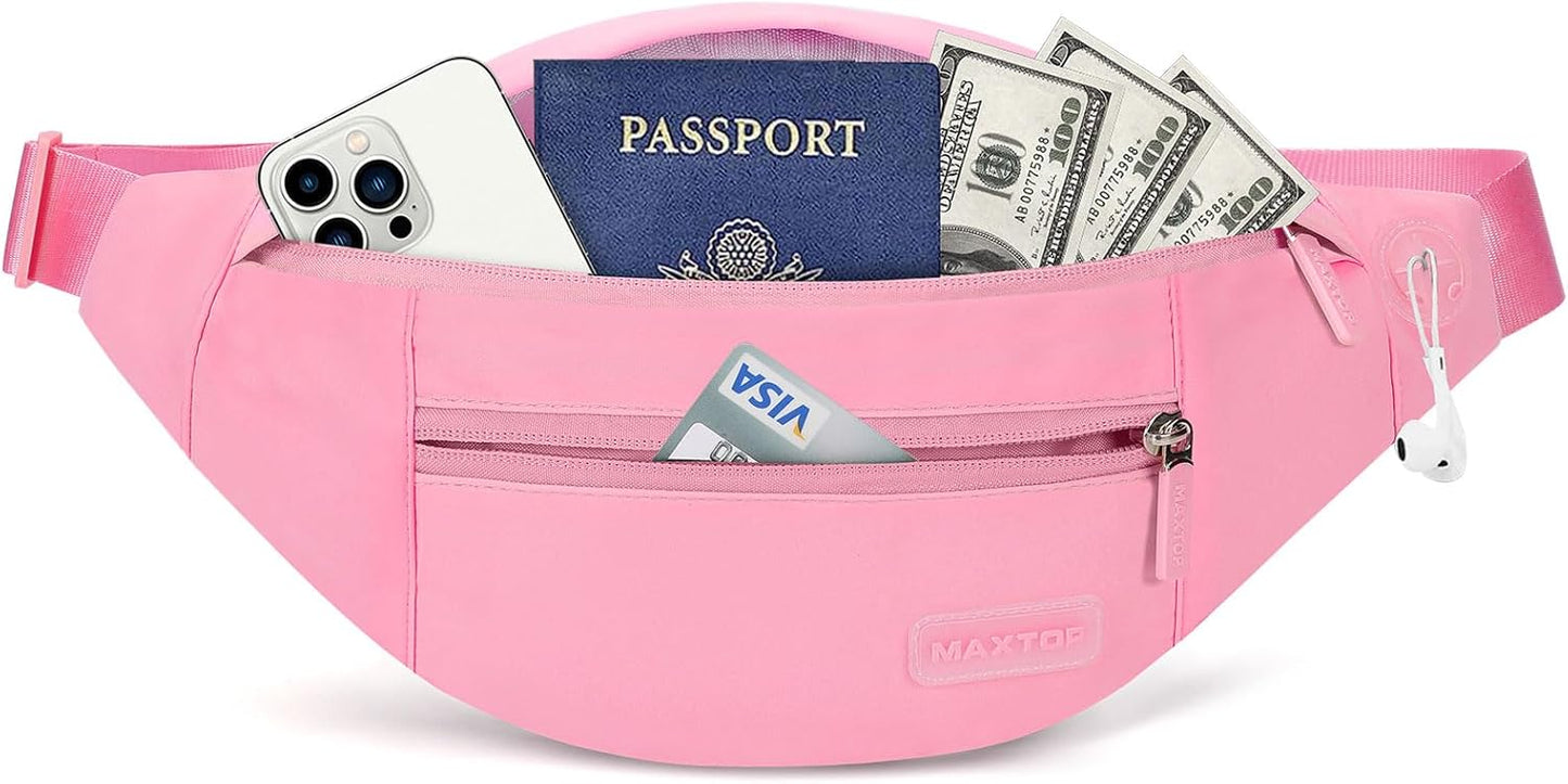 Large Crossbody Fanny Pack with 4-Zipper Pockets,Gifts for Enjoy Sports Festival Workout Traveling Running Casual Hands-Free Wallets Waist Pack Phone Bag Carrying All Phones