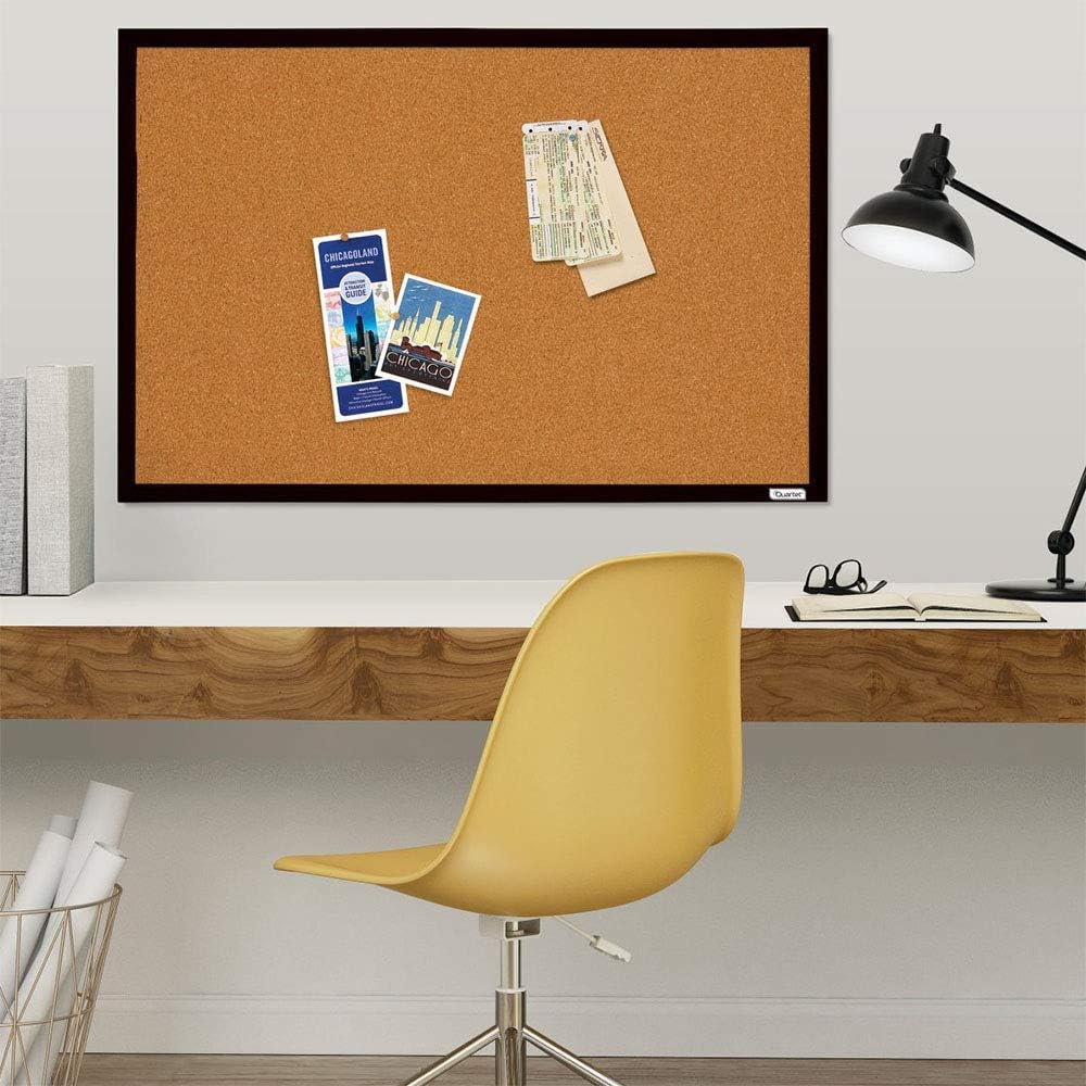 Cork Bulletin Board, Framed Corkboard, 2' X 3', Black Frame, Message Board, Vision Board (MWDB2436-BK)