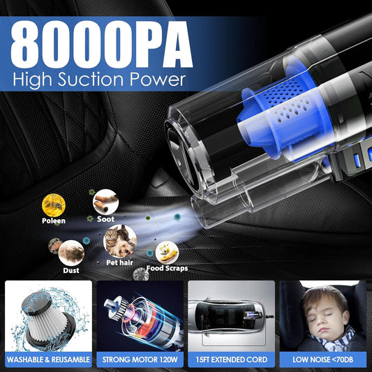 Car Cleaning Kit, Car Interior Detailing Kit with High Power Handheld Vacuum, Detailing Brush Set, Windshield Cleaner, Cleaning Gel, Complete Auto Accessories for Men, Women