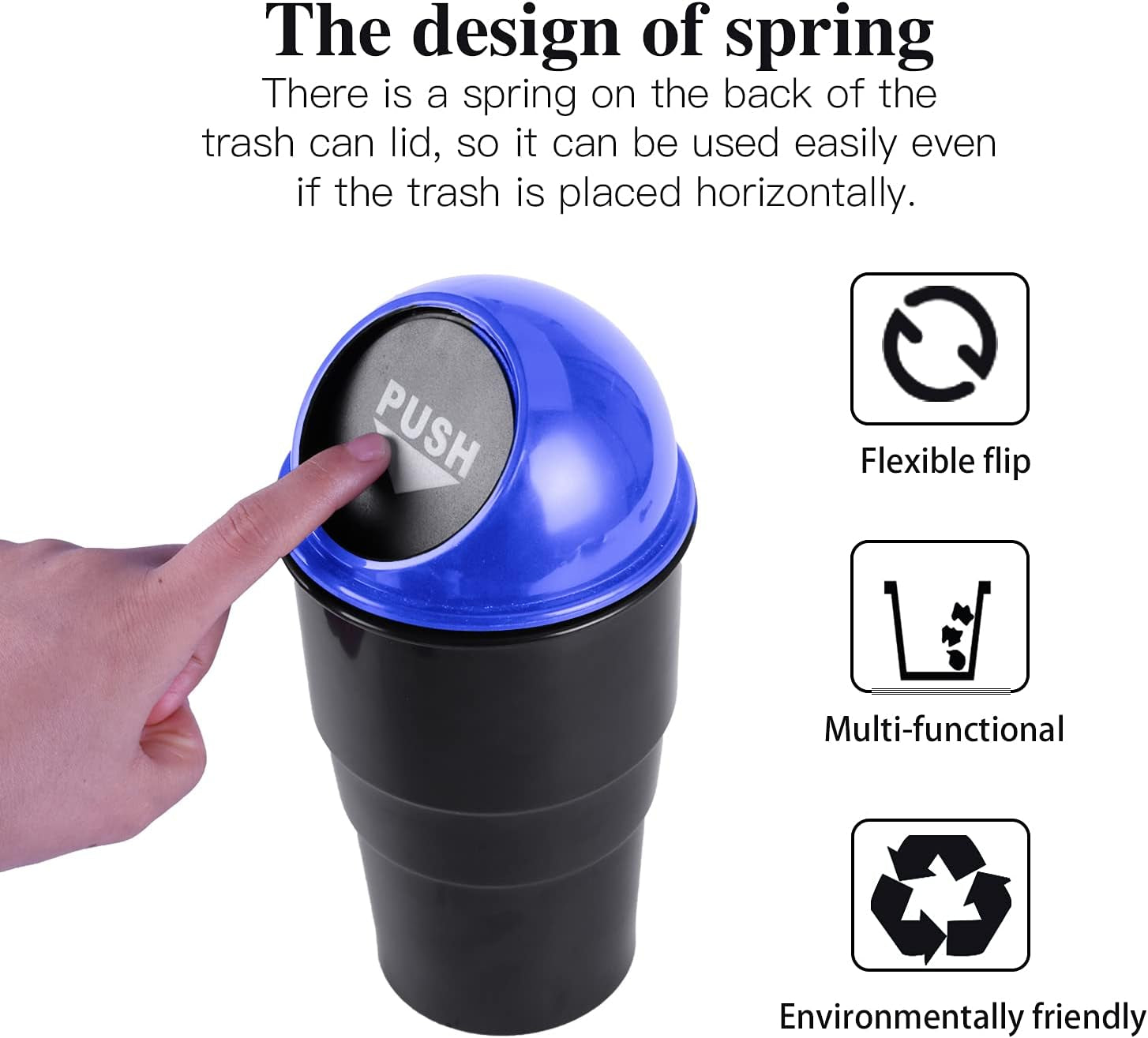 Automotive Cup Holder Garbage? Mini Car Trash Can, Small Automatic Portable Trash Can with Lid, for Car Home Office (Blue)