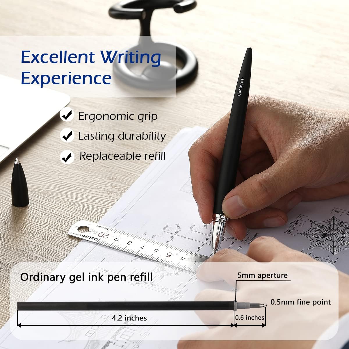 Magnetic Levitating Ballpoint Pen,Futuristic Luxury Floating Pen,Executive Pen That Defies Gravity,Unique Gifts for Men & Women,Office Desk Decor,Cool Tech Gadgets(Black)