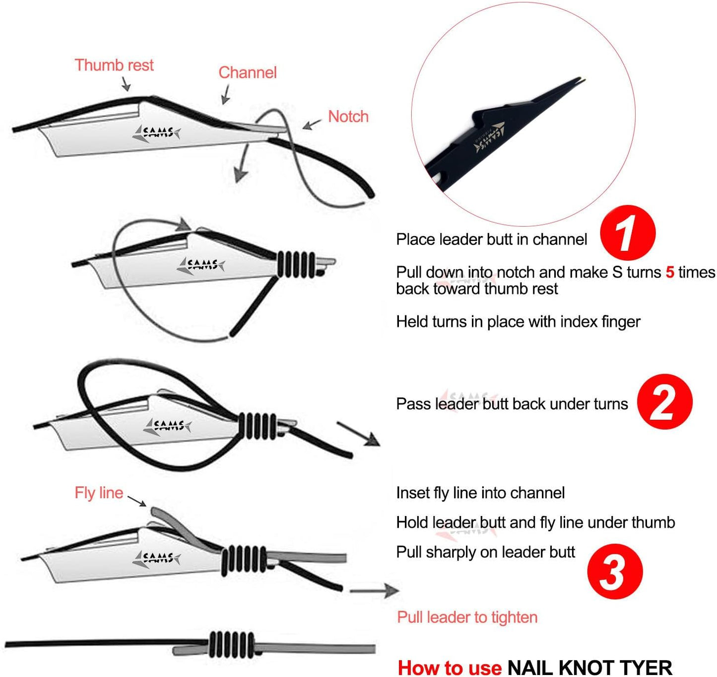 Fishing Knot Tying Tool, Quick Loop Tyer, Hook Remover, Hair Rig Tying Tool and Zinger Retractors