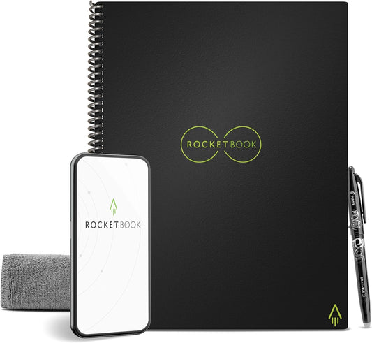 Core Reusable Spiral Notebook, Letter Size 8.5X11, Black - Dotted Pages, App-Connected, Erasable, Durable Cover, Ideal for School, Work, and Creative Projects