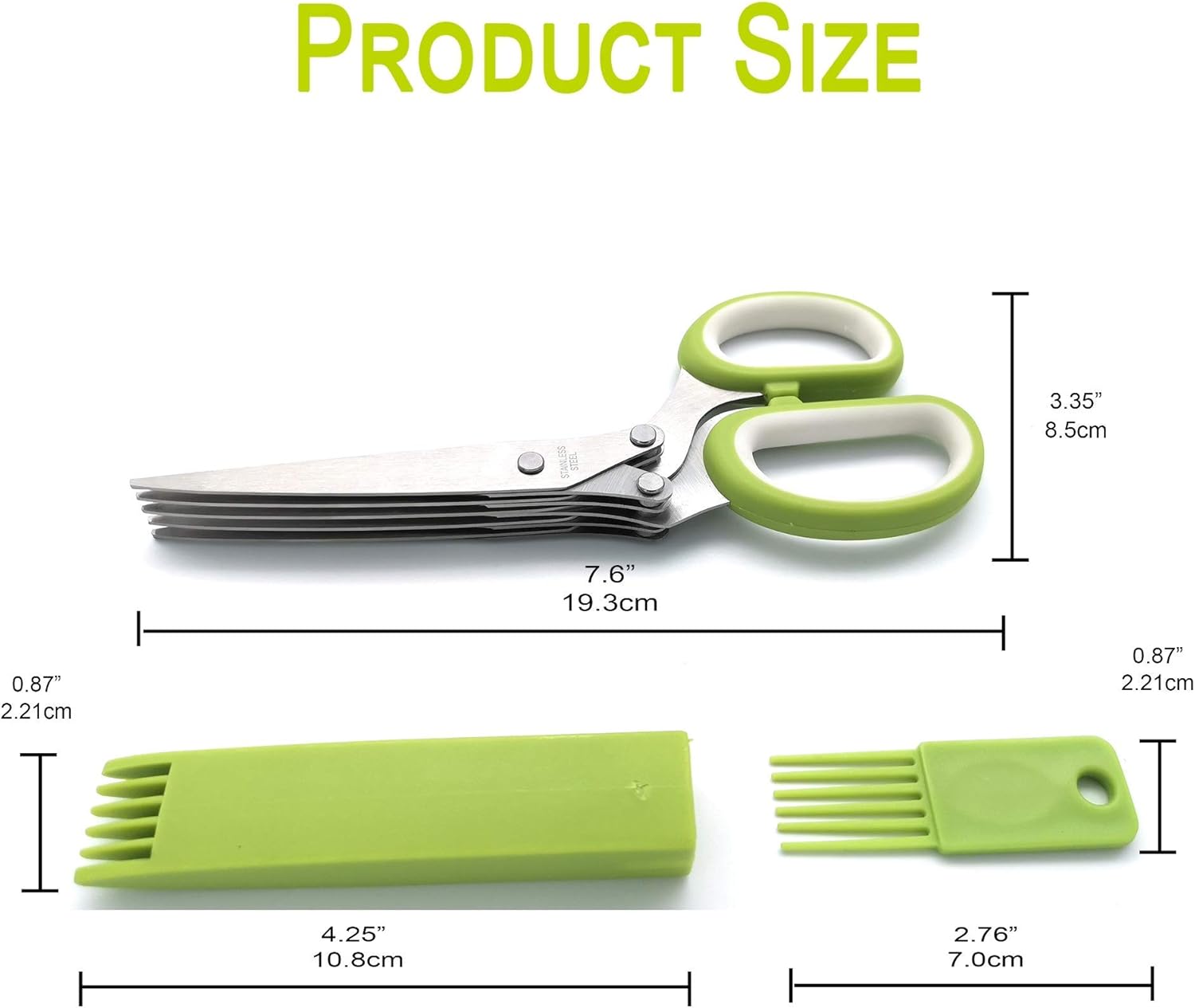 Updated Herb Scissors Set - Herb Scissors with 5 Blades and Cover, Cool Kitchen Gadgets for Cutting Shredded Lettuce, Cilantro Fresh, Green Onion Fresh and Etc. Also Can Used for Cutting Paper.