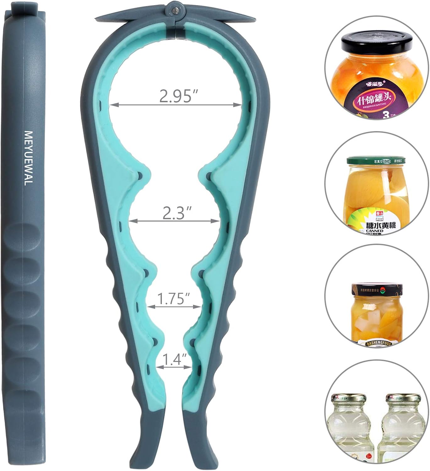 Jar Opener, 5 in 1 Multi Function Can Opener Bottle Opener Kit with Silicone Handle Easy to Use for Children, Elderly and Arthritis Sufferers (New Blue)