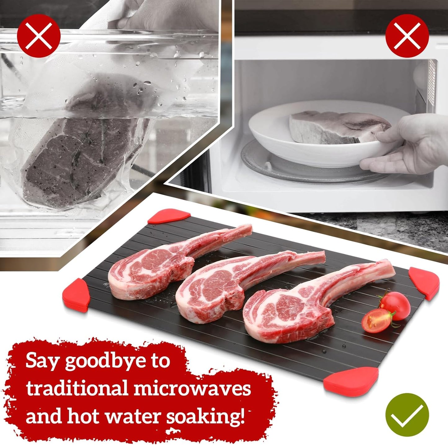 Defrosting Tray for Frozen Meat, Miraculous Rapid Natural Heating Defroster Board, Medium Size Thawing Plate Kitchen Mat