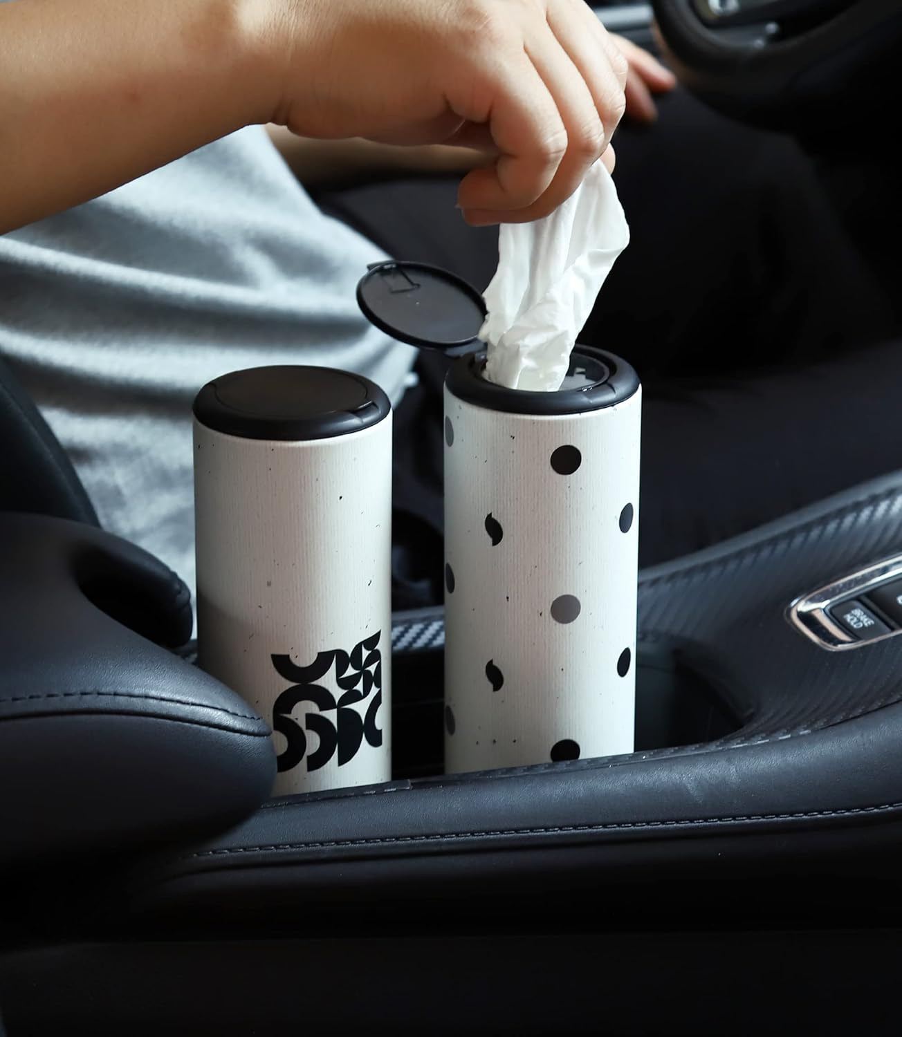 Car Tissue Holder with Facial Tissues Bulk - 4 PK Car Tissues Cylinder with Cap, Tissue Holder for Car, Travel Tissues for Car Cup Holder, Refill Car Tissue Box round Container