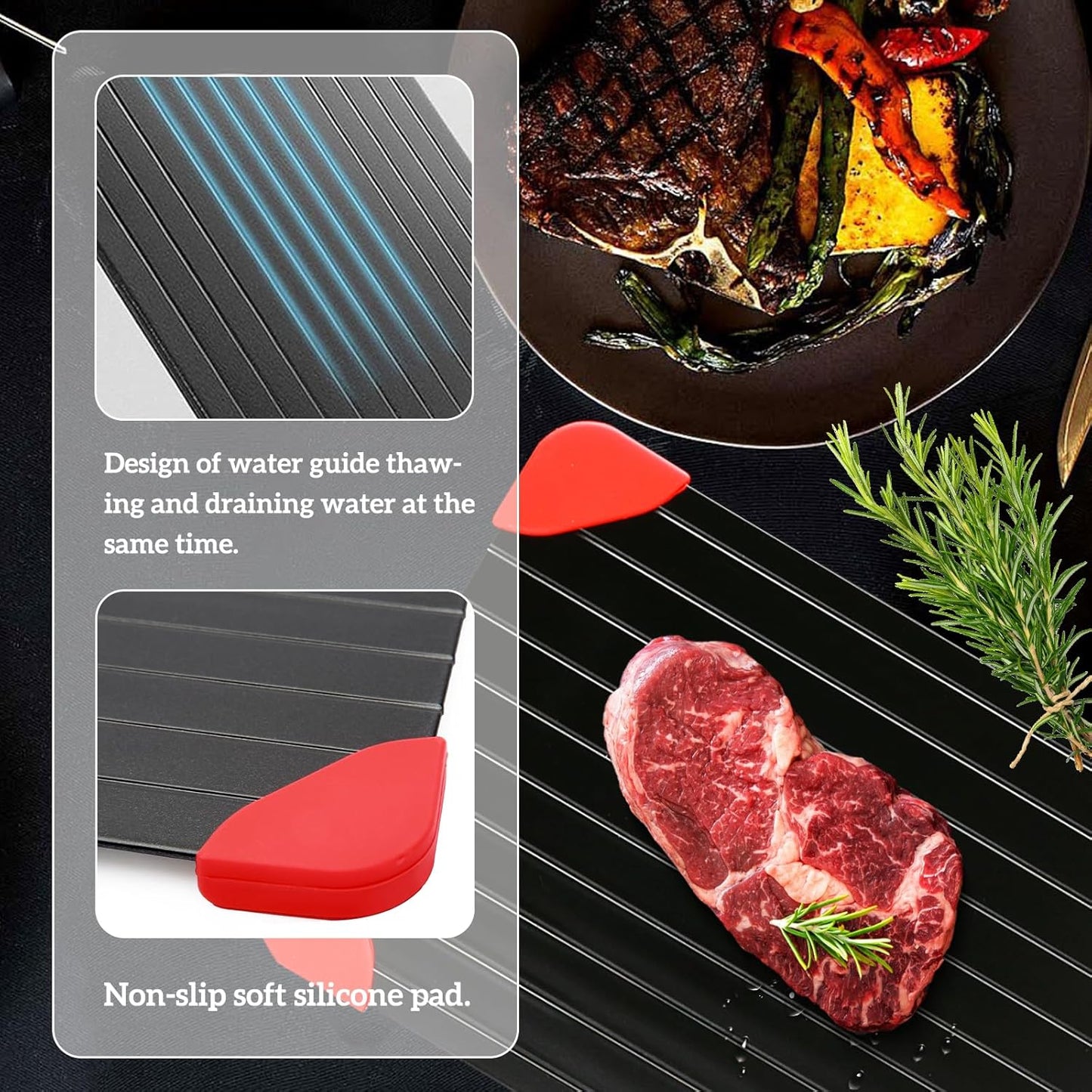 Defrosting Tray for Frozen Meat, Miraculous Rapid Natural Heating Defroster Board, Medium Size Thawing Plate Kitchen Mat