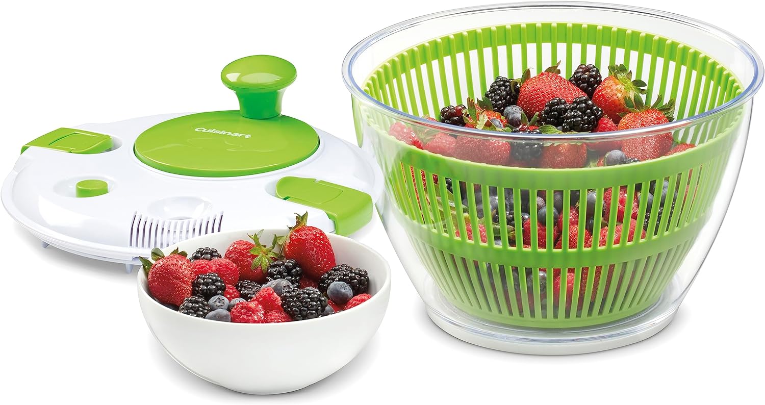 Large Spin Stop Salad Spinner- Wash, Spin & Dry Salad Greens, Fruits & Vegetables, 5Qt, CTG-00-SAS1