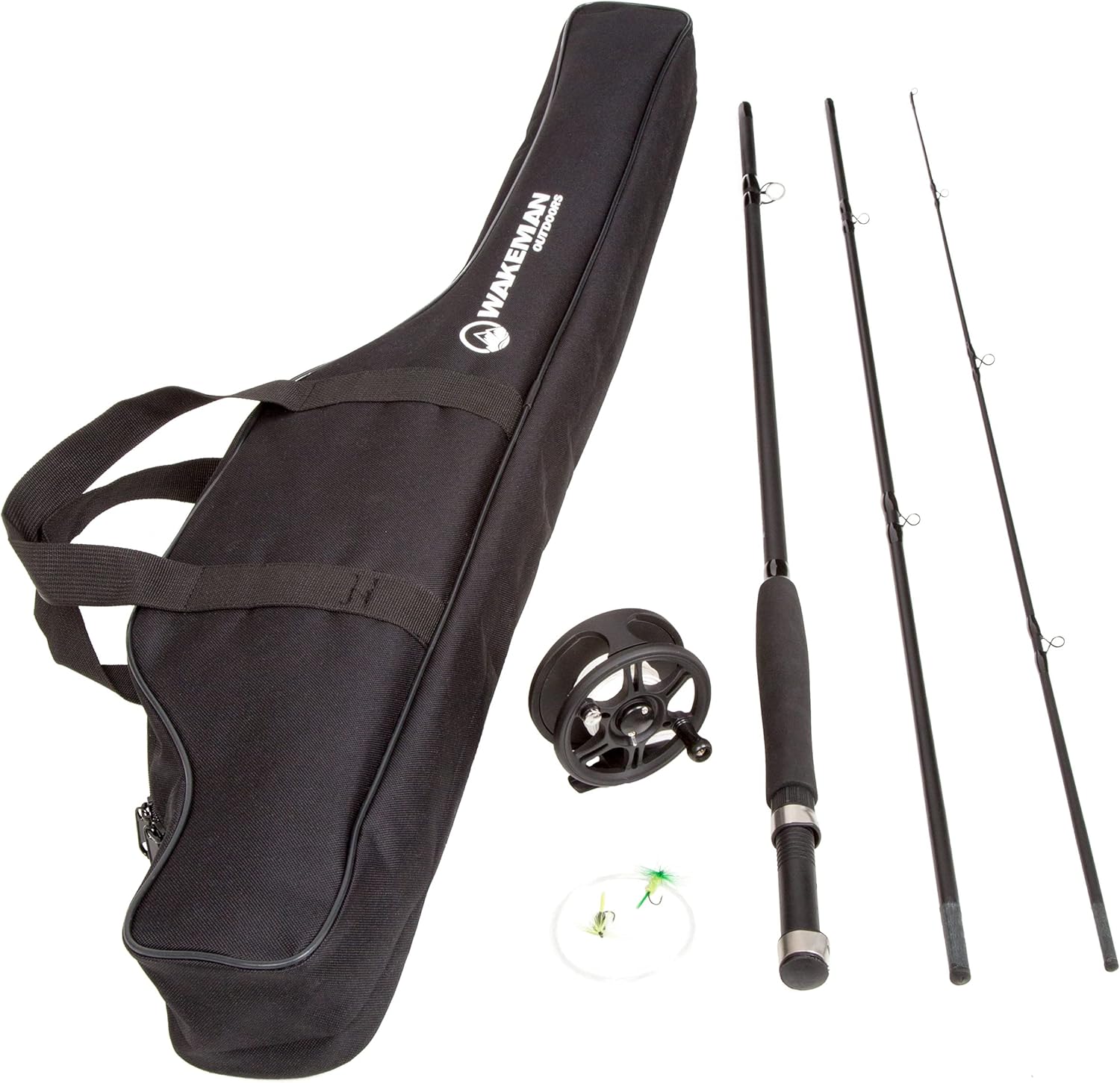 Fly Fishing Rod and Reel Combo - Including Carrying Case, Flies, and Fishing Line - Charter Series Gear and Accessories by  (Black)