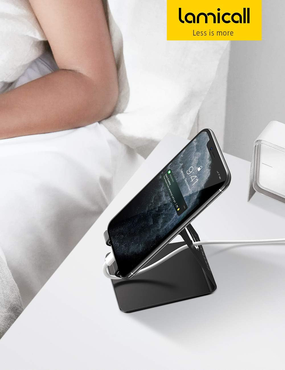 Cell Phone Stand, Phone Dock: Cradle, Holder, Stand for Office Desk - Black